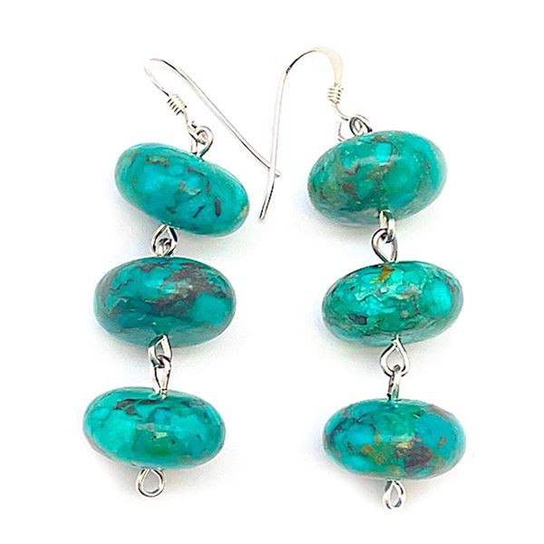 Navajo Rolled Turquoise & Sterling Silver Beaded Heishi