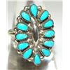Image 1 : Zuni Turquoise Cluster Ring Size 7 Sterling Silver Mary