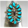 Image 2 : Zuni Turquoise Cluster Ring Size 7 Sterling Silver Mary