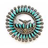 Image 1 : VTG Zuni Sterling Petit Point Turquoise Brooch Pin Old