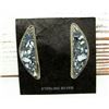 Image 1 : Navajo White Buffalo Crescent Post Earrings Sterling