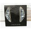 Image 2 : Navajo White Buffalo Crescent Post Earrings Sterling