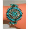 Image 4 : Navajo Turquoise Cluster Cuff Bracelet Sterling Silver