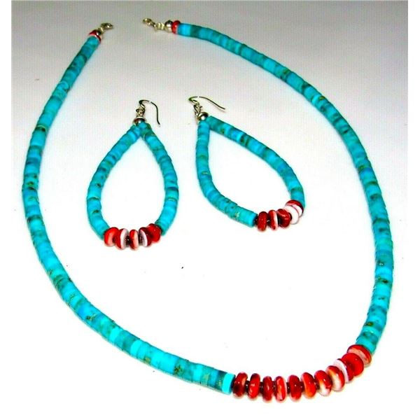 Navajo Rolled Kingman Turquoise Spiny Oyster Sterling