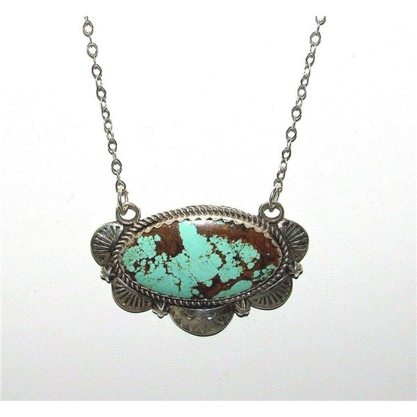 Navajo Number 8 Turquoise Bar Necklace Sterling Native