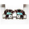 Image 2 : Old Pawn Zuni Bald Eagle Inlay Clip Earrings Sterling