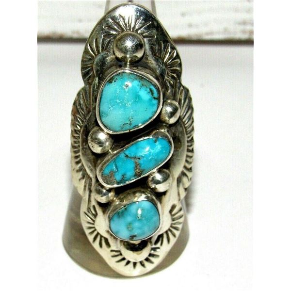 Navajo ADAM FIERRO Kingman Turquoise Adjustable