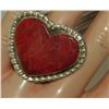 Image 3 : Navajo Red Spiny Heart Ring Sz 8 Sterling Silver Native