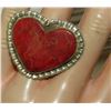 Image 4 : Navajo Red Spiny Heart Ring Sz 8 Sterling Silver Native