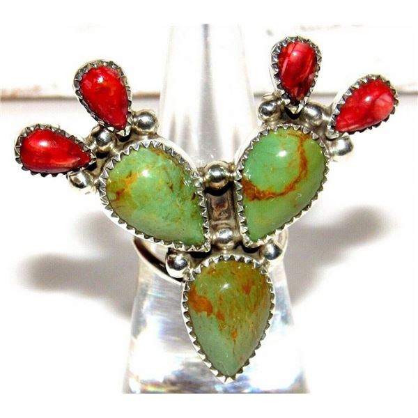 Navajo Prickly Pear Cactus Ring Size 7 Sterling Silver