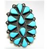 Image 1 : Zuni Turquoise Cluster Ring Size 8 Sterling Silver