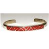 Image 1 : Vintage Zuni Coral Inlay Bracelet Sterling Silver Cuff