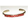 Image 2 : Vintage Zuni Coral Inlay Bracelet Sterling Silver Cuff