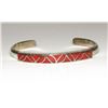 Image 4 : Vintage Zuni Coral Inlay Bracelet Sterling Silver Cuff