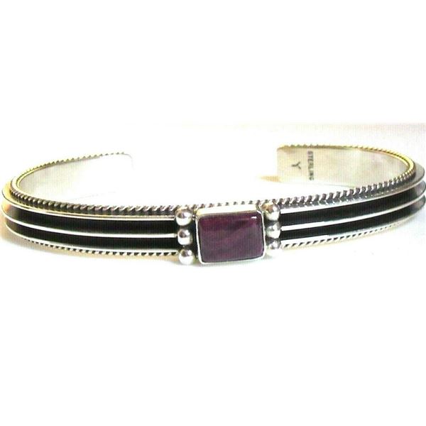 Navajo Sterling Purple Spiny Stacker Bracelet D. Yazzie