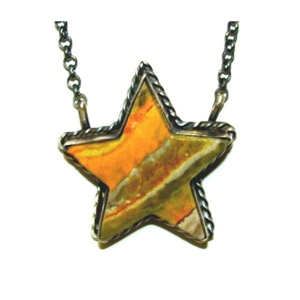 Navajo Star Bar Necklace Bumblebee Jasper Sterling
