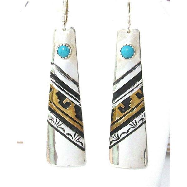 Navajo Tommy Singer Earrings Sterling Silver Turquoise