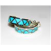 Image 2 : Zuni Turquoise Inlay Hoop Earrings 3/4" Diameter