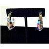 Image 2 : NAVAJO LONN PARKER Hoop Earrings Sterling Silver Inlay