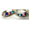 Image 3 : NAVAJO LONN PARKER Hoop Earrings Sterling Silver Inlay