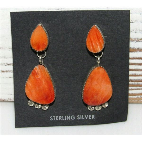 Navajo Spiny Oyster Sterling Silver Dangle Statement