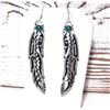 Image 3 : Navajo Tommy Singer Earrings Feather Design Sterling