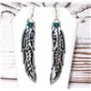 Image 5 : Navajo Tommy Singer Earrings Feather Design Sterling