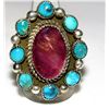 Image 1 : Navajo Turquoise Purple Spiny Cluster Ring Sz 9