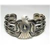 Image 3 : Navajo Thunderbird Cuff Bracelet Sterling Silver Native