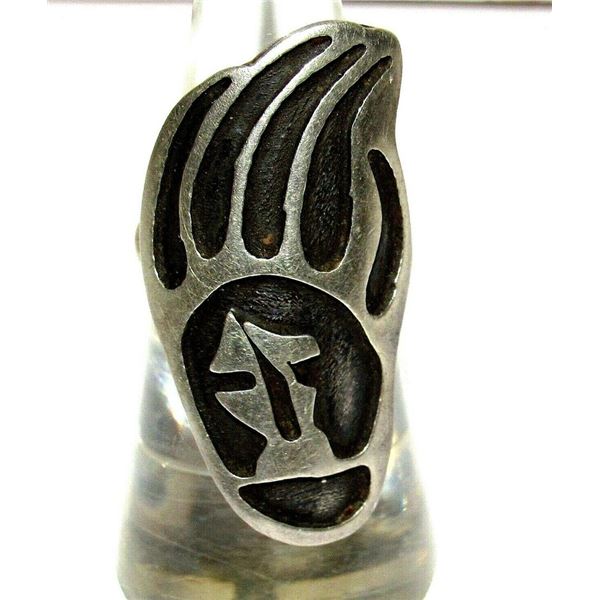 Old Pawn Hopi Bear Paw Ring Sz. 5.5 Sterling Silver