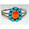 Image 1 : Navajo Orange Spiny Kingman Turquoise Cluster Bracelet