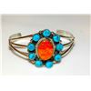 Image 2 : Navajo Orange Spiny Kingman Turquoise Cluster Bracelet