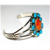 Image 3 : Navajo Orange Spiny Kingman Turquoise Cluster Bracelet