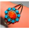 Image 5 : Navajo Orange Spiny Kingman Turquoise Cluster Bracelet