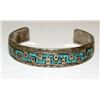 Image 2 : Old Pawn Navajo Turquoise Inlay Stacker Cuff Bracelet