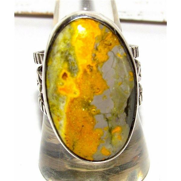 Native American Bumblebee Jasper Ring Sz 10 Signed