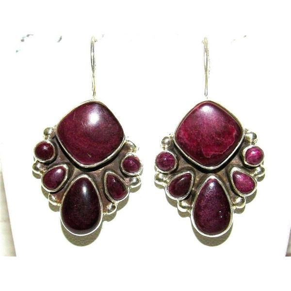 Navajo Purple Spiny Cluster Earrings Sterling Silver