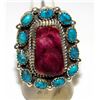 Image 1 : Navajo Kingman Turquoise Purple Spiny Cluster Ring Sz