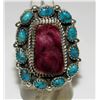 Image 2 : Navajo Kingman Turquoise Purple Spiny Cluster Ring Sz