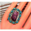 Image 4 : Navajo Kingman Turquoise Purple Spiny Cluster Ring Sz