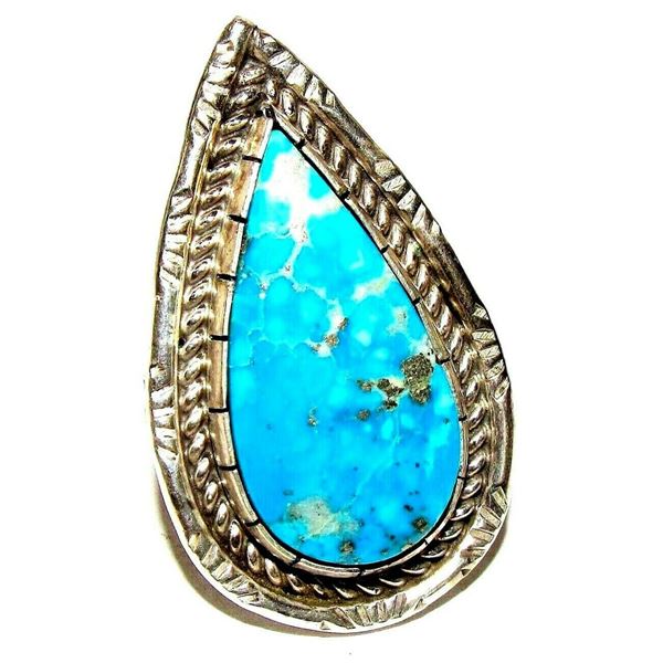 Navajo Statement Turquoise Ring Size 9 Sterling Etsitty