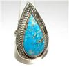 Image 2 : Navajo Statement Turquoise Ring Size 9 Sterling Etsitty