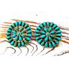 Image 2 : Huge Navajo Turquoise Cluster Post Earrings Sterling
