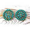 Image 3 : Huge Navajo Turquoise Cluster Post Earrings Sterling