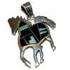 Image 1 : Navajo Horse Pendant Opal Jet Inlay Sterling Silver