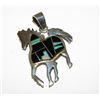 Image 2 : Navajo Horse Pendant Opal Jet Inlay Sterling Silver