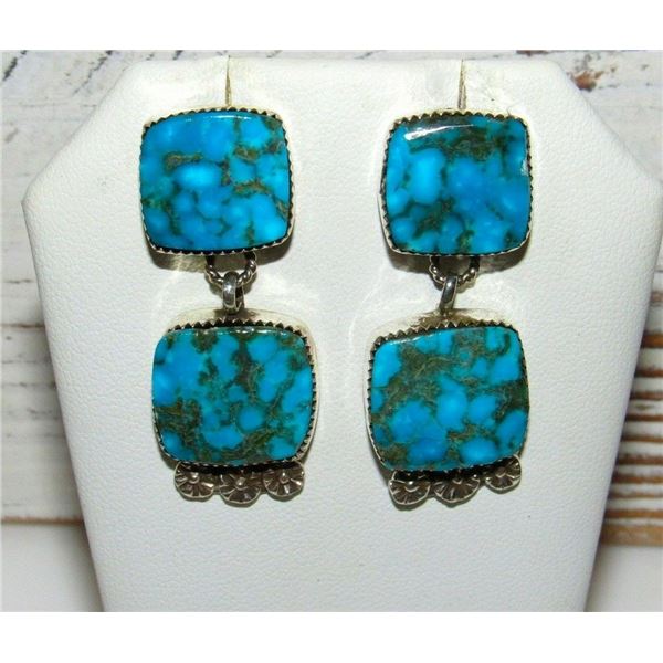 Navajo Kingman Turquoise Sterling Silver Dangle