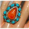Image 3 : Huge Navajo Nevada Green Turquoise Ring Sz 7 Sterling