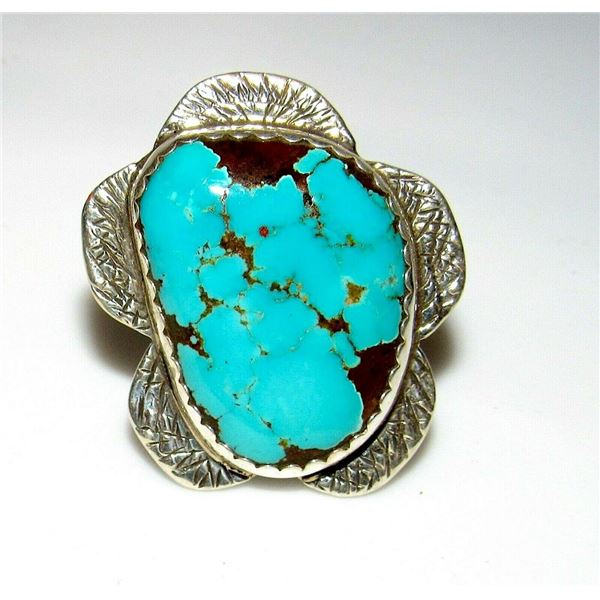 Navajo ADAM FIERRO Number 8 Turquoise Adjustable Ring