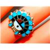 Image 4 : Zuni Sunface Ring Size 6.5 Sterling Silver Turquoise